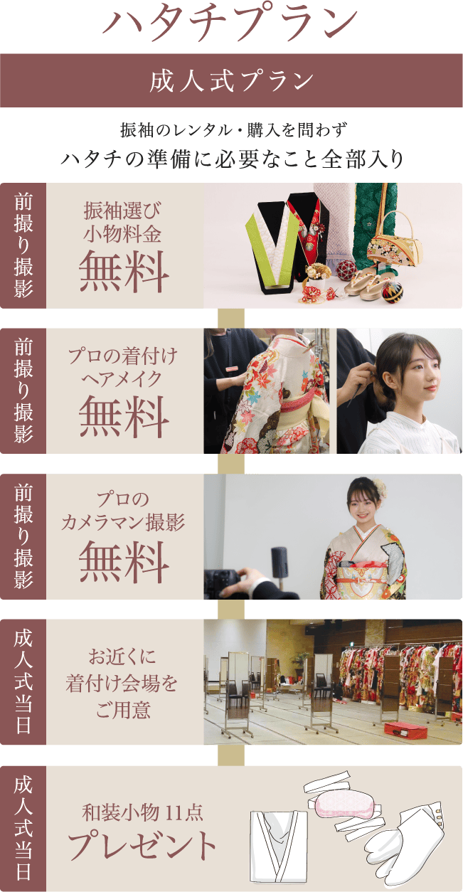 ハタチプラン《成人式プラン》振袖のレンタル・購入を問わずハタチの準備に必要なこと全部入り