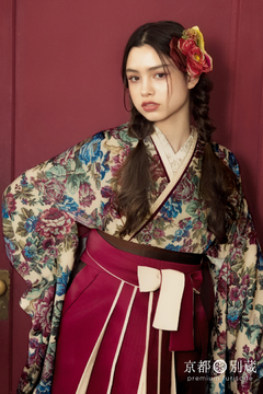 えんじ　ワインレッド　洋風　ノスタルジック　ブリッジマン遊七 【卒業式の袴レンタル】【京都五条別蔵】 【横浜別蔵】 【表参道志染庵】　袴　卒業式　卒業袴　