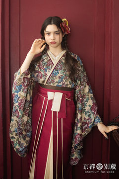 えんじ　ワインレッド　洋風　ノスタルジック　ブリッジマン遊七 【卒業式の袴レンタル】【京都五条別蔵】 【横浜別蔵】 【表参道志染庵】　袴　卒業式　卒業袴　