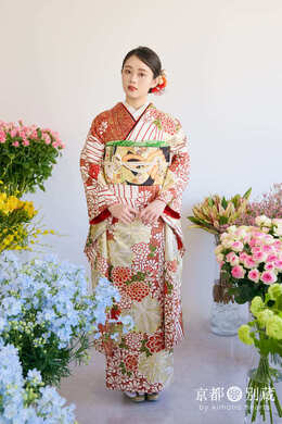 KH-339　佐藤不二子　菊　縞　花　振袖　成人の日　成人式　京都別蔵　横浜別蔵　表参道志染庵