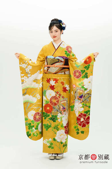 KM-8　竹下優名 　菊　牡丹　御所車　松　梅　紅葉　伝統古典　振袖　成人の日　成人式　二十歳の集い　京都別蔵　五条　横浜
