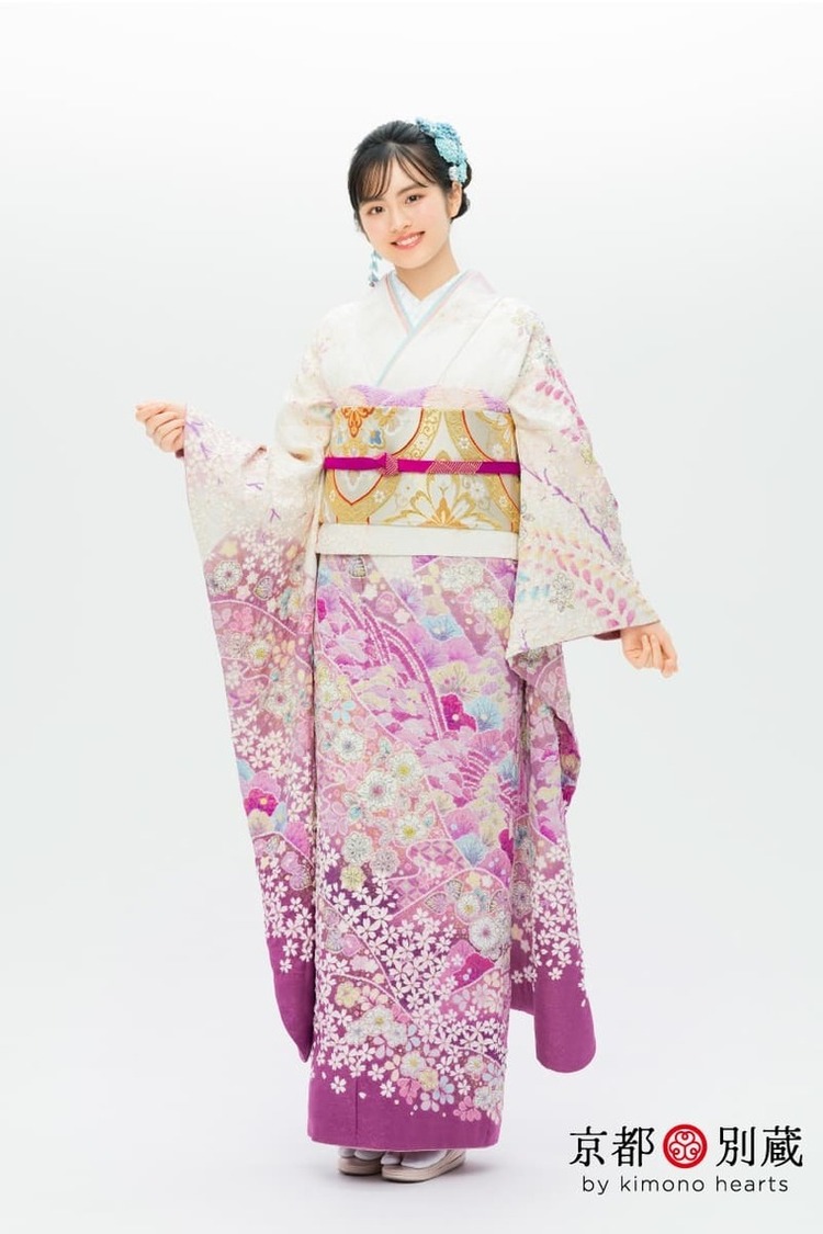 CO-106　竹下優名　白　紫　藤色　辻が花　友禅　絞り　振袖　成人の日　成人式　京都別蔵　横浜別蔵　表参道志染庵